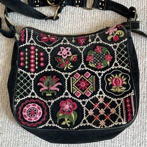 Isabelle Fiore Black Suede Hobo Bag
